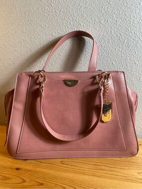 Rosetti Go~Rose Pink~Soft~Textured~Faux Leather~Satchel~Handbag~Gold Hardware